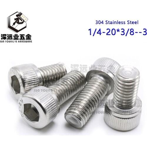 DIN912 1/4-20 American Thread Hexagon Socket Head Cap Bolts-Knurled Head ISO4762 Stainless Steel 304 Inner Hex Socket Bolts