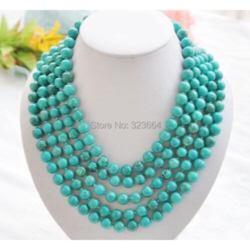 Long 100" 10mm green bead NECKLACE
