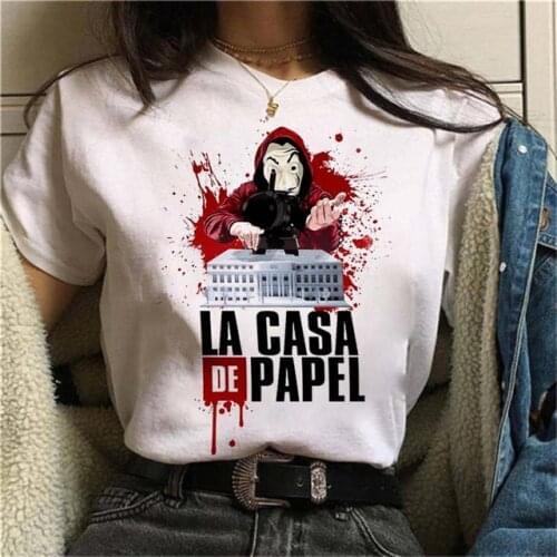 Women Harajuku BELLA CIAO Letters Print La Casa De Papel T Shirt Short Sleeve Funny Money Heist House of Paper Hip Hop Tops Tee