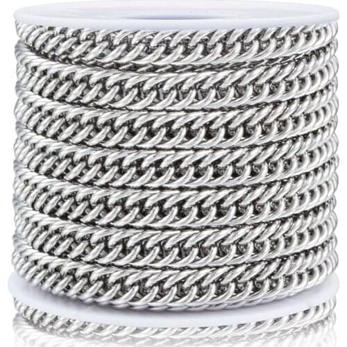 1 Meter Stainless Steel Double Woven Chain Side Bag Chain Necklace For Men Women Curb Cuban Link Diy Jewelry Making Accessories