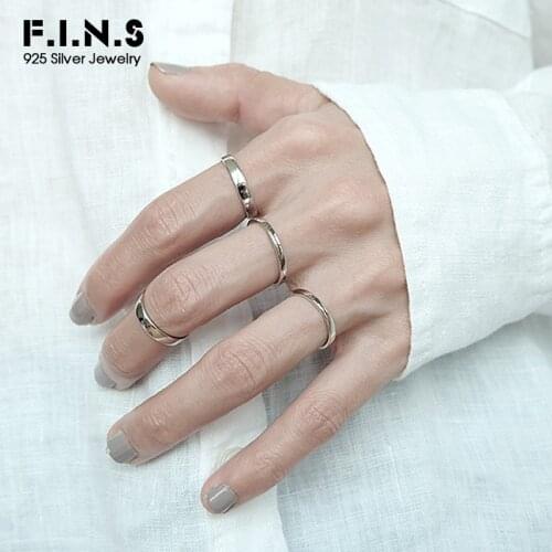 F.I.N.S Minimalism S925 Sterling Silver Index Finger Rings Simple Thin Open Smooth Silver Ring 925 Stackable Engagement Ring