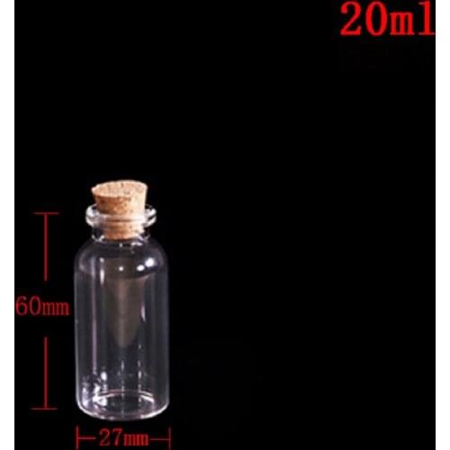 Hot sale 27 * 60mm chubby little glass bottle 20ml cork bottle wholesale Wishing 200pcs/lot