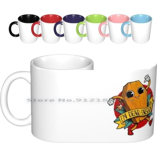 I Am Dead Inside Coffin Character Ceramic Mugs Coffee Cups Milk Tea Mug Dead Inside Coffin Casket Dark Humor Funny Tattoo Old