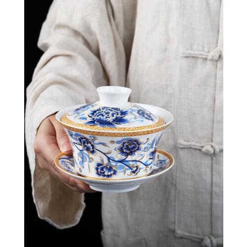 Chinese Kung Fu Gaiwan Procelain Teapot and Bowl Set Household Home Large Capacity Drinkware Creative Teaware