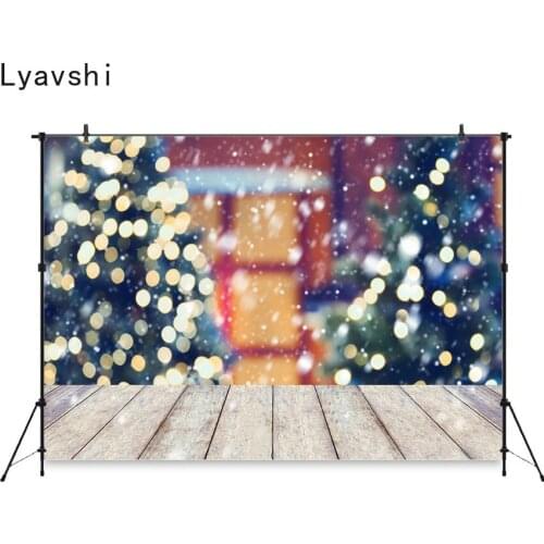 Lyavshi Winter Backdrops Bokeh Style Wood Photographic Backgrounds Tree Light Christmas Banner for Photographing Backdrops