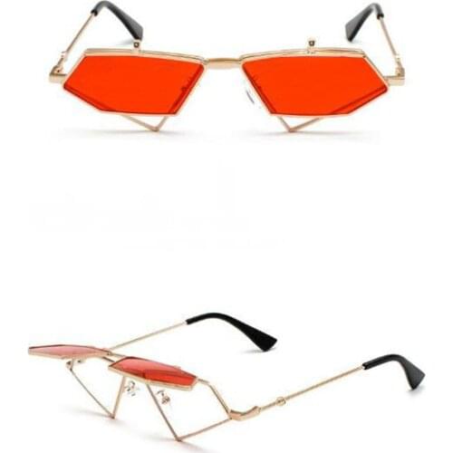 Zowensyh Fashion ins flip sunglasses sun rack ladies hip hop retro retro Steam punk makes fun triangular hollowed-out glasses
