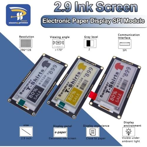 2.9" 2.9 Inch Epaper Module E-paper E-Ink EInk Display Screen SPI Support For Arduino UNO STM32 Raspberry PI ESP32