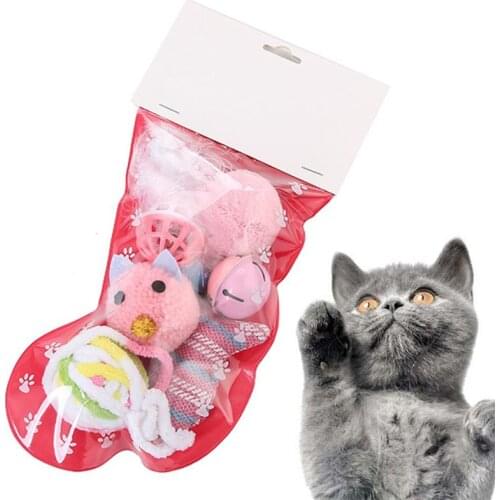 Legendog 6PCS Christmas Cat Toys Set Cat Chew Toy Cat Ball Toy Plush Interactive Toys For Christmas Pet Supplies Cat Favors