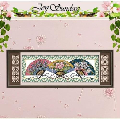 Three Fans' Patterns Counted Cross Stitch 11CT 14CT Cross Stitch Sets Wholesale Chinese Cross-stitch Kits Embroidery Needlework