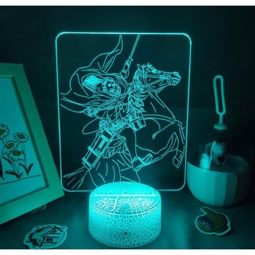 3D Led Anime Figure Erwin Smith Night Lights Fun Gift For Friend RGB Lava Lamp Bedroom Bedside Table Desk Decor Attack on Titan