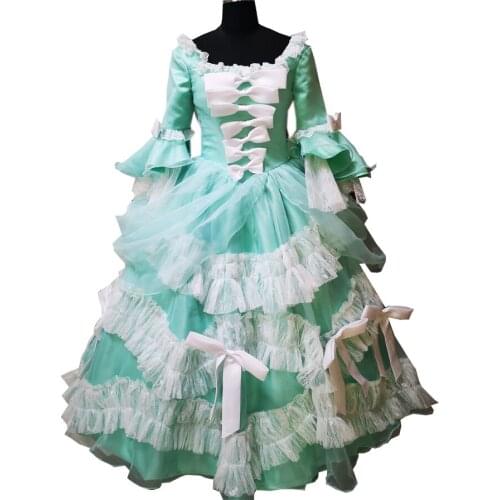 2020 New blue victorian Halloween Cosplay dress Colonial Georgian Renaissance Gothic Historical dress D-591