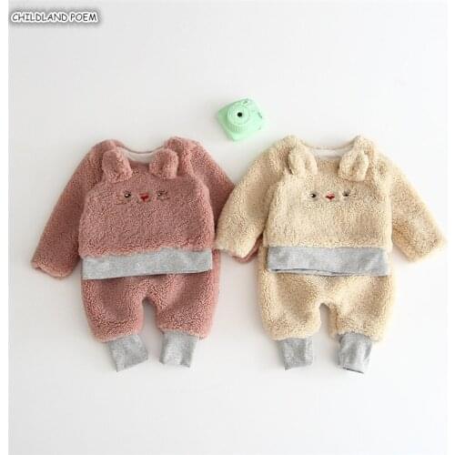 Baby Boy Clothes Winter Faux Fur Thick Newborn Baby Clothing Set Baby Girl Outfit Top + Pants 2pcs Baby Girl Clothes Baby Outfit