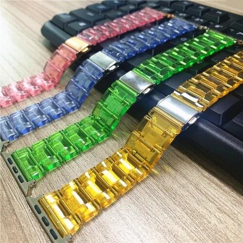 Girls/Women Translucent Luxury Strap for Apple Watch Band Series SE/6/5/4/3/2 Resin Fashion Bracelet for iWatch 40/44MM 38/42MM