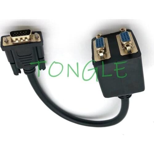 Gold Plated VGA 1 Male To Dual 2 VGA Female Converter Adapter Splitter Y Cable 0.25m for Arcade Video Game Machine Monitor