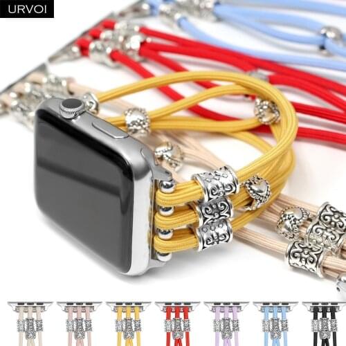 URVOI band for Apple Watch series 6 SE 5 4 3 2 1 Stretching rope vintage style metal sting strap for iWatch classic design retro