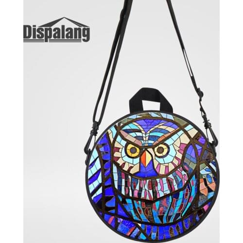 Dispalang Lucky Owl Printed School Backpack For Kids Round Kindergarten Bookbags Mini Circular For Girls Portable Travel Bagpack