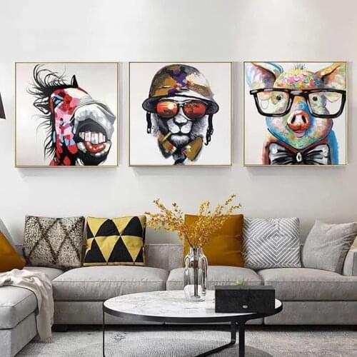 Modern Art Watercolor Animal Pig Dog Hand Painted Poster Canvas Painting Wall Picture Nordic Home Room Decoration Cuadros