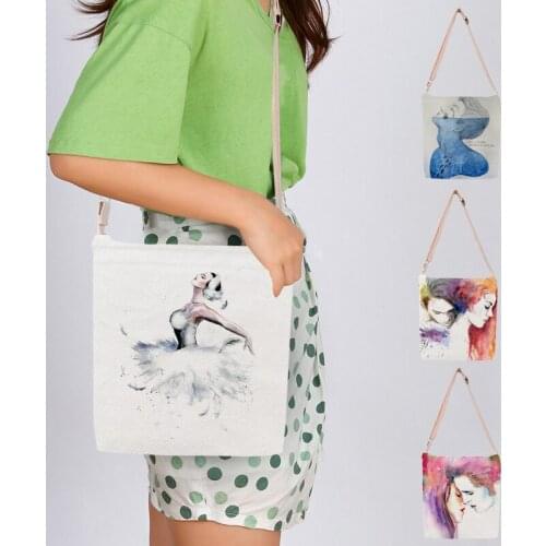 Watercolor Illustration Pop Art Women Shoulder Bag Female Purse Handbags Girls Crossbody Bag Bolsos with Zipper Pocket Outdoor