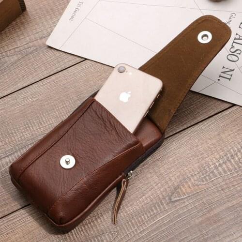 BISI GORO Hot Selling Belt Bag Travel Pouch Bags Genuine Leather Mobile Phone Bag Man Belt Pouch On Jeans Satchel Bag For Men