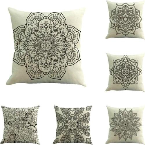 Vintage Pillow Covers Decorative 45x45 cm Gray Flower Pattern Cushion Cover for Hotel Party Farmhouse Square Pillowcases
