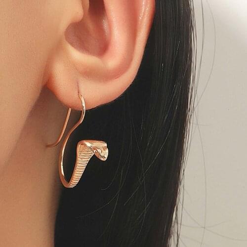 Vintage Snake Earrings Fashion Personality Animal Drop Earrings For Women Single Earing Jewelry Gold Silver Color Earings A162