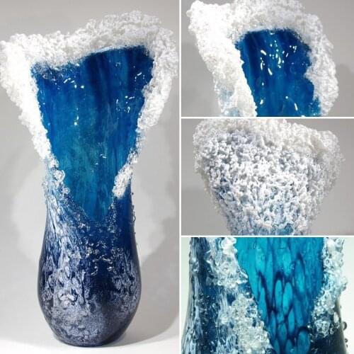 30/10cm Majestic-Wavy Vase, Modern Ocean Blue Flower Vases, Centrepieces Flower Pot Vase Bonsai Living Room Bedroom Home Decor