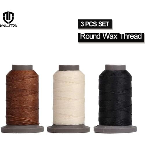 WUTA 3 Pcs Set Round Waxed Thread Repair Cord String Polyester Hand Sewing Line for Braided Bracelet DIY Leather Accessories