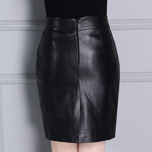 Autumn New Arrival Women Skirts Genuine leather Streetwear Casual Office Lady Jupe Femme Sheepskin High Waist Wrap Pencil Faldas
