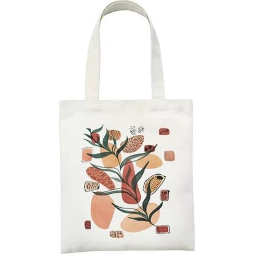 Flower Print Women Shopping Totes Bags White Canvas Bags Reusable Fashion Leisure And Environmental Protection Shoulder book Bag