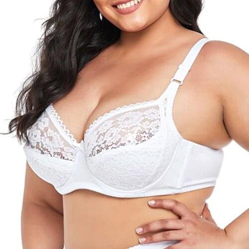 Womens Lace Bra Bralette Sexy Lingerie Large Cup Light Padded Translucent Bralette Underwire Brassiere Bh Tops