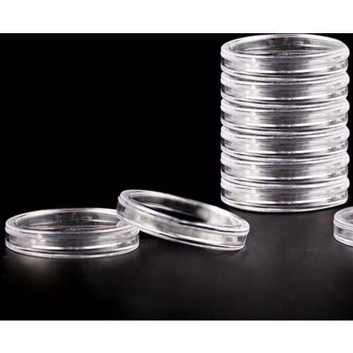 10pcs Transparent Coin Capsules Coins Collect Containers Boxes Holders 40mm
