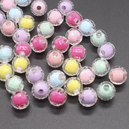 100PCS Acrylic Round Beads Rainbow Beads For Jewelry Making DIY Jewelry Accessories 8MM