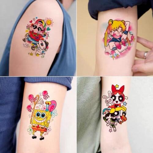 16pcs/lot Temporary Tattoo Sticker Japanese beautiful girl Lolita tattoo paste cute ins waterproof cartoon Fake Tattoo Kid Set