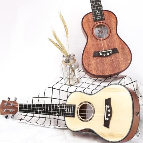 23'' Ukulele Full Mahogany / 26'' Spruce Veneer Metal Enclosed Knob Four-String Small Guitar for Beginners