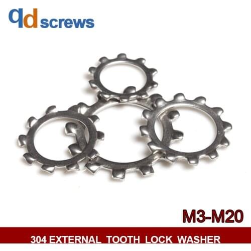 304 M3-M20 External Tooth Lock Washer outer teeth lock stainless steel gasket DIN6797A