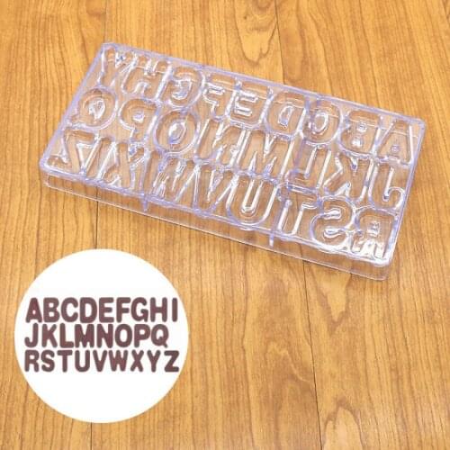 3D chocolate molds 26 letters, cake pan moldes para chocolates mould DIY for chocolate polycarbonate