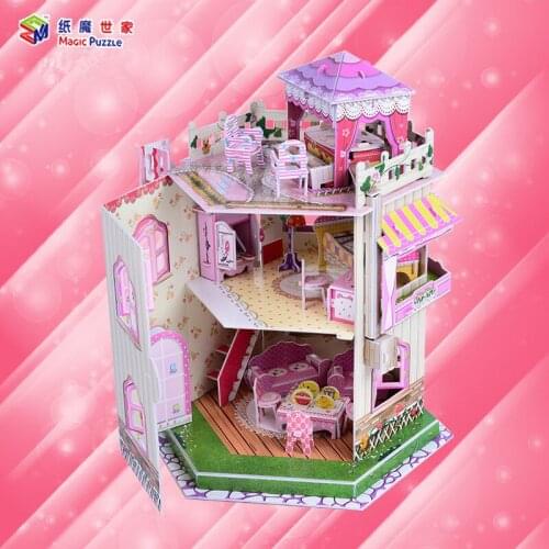 3D Three-dimensional Puzzle LED Luminous Roof Love Creative Puzzle Diy Paper Model Hand-assembled Toy P273