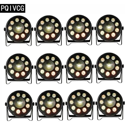12pcs/ 9x10w led+30w cob rgb 3in1 led par light dmx 25 degree lens par led lights disco