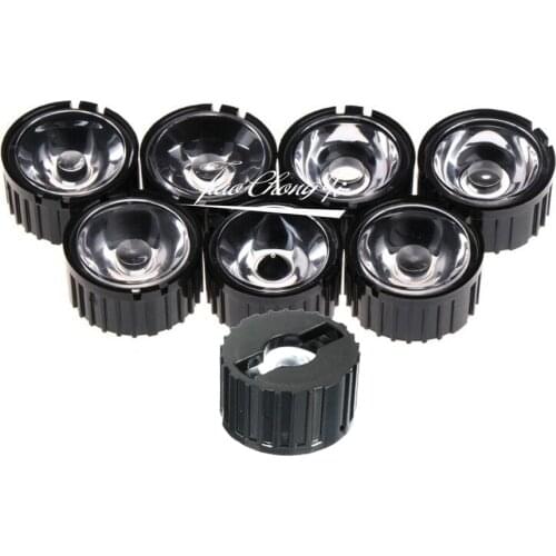 5/8/15/25/30/45/60/90/120 degrees LED Lens With Black Holder For 1W 3W 5W High Power LED Lamp Light 10pcs