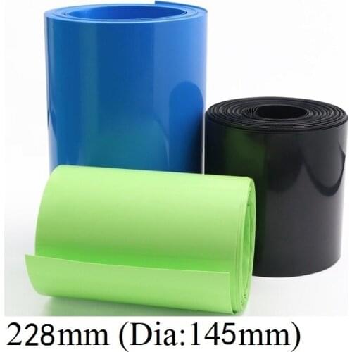 5M 228mm Width 18650 Lithium Battery Film Wrap PVC Heat Shrink Tube Sheath Cover Insulated Cable Sleeve Pack Protection Blue Bla