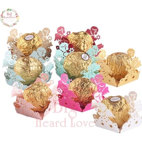 50pcs/lot Angel Pentagram Circle Candy Bar Box Wedding Favor Chocolate Bar Baby Shower Party Candy Bar Party Decoration and Gift