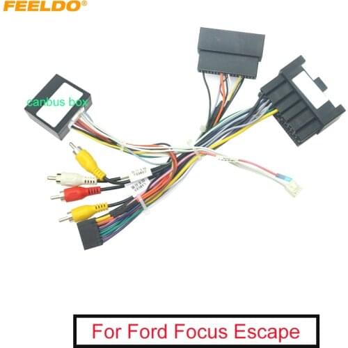 FEELDO Car 16pin Audio Wiring Harness With Canbus Box For Ford Focus Escape Aftermarket Stereo Installation Wire Adapter