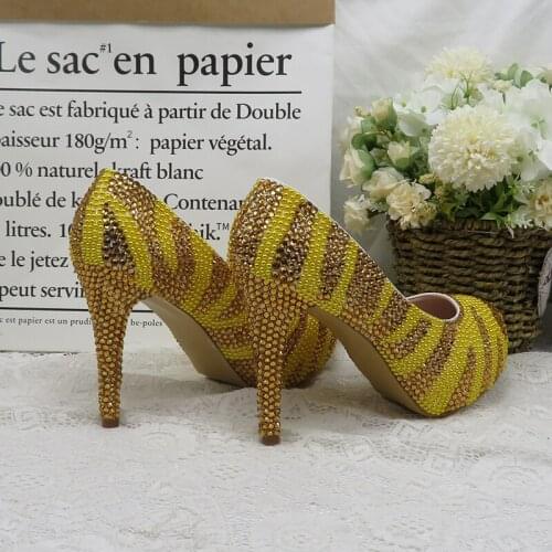 BaoYaFang White Beads Pearl women wedding shoes Bride High heels shoes ladies party dress shoes woman Round Toe High Pumps