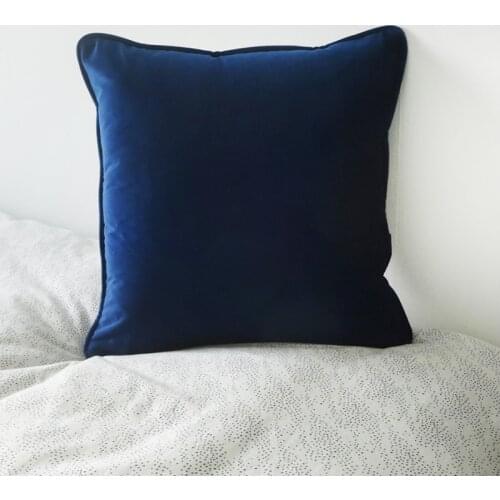 Piping Design Deep Sapphire Blue Velvet Cushion Cover Pillow Case Soft Pillow Cover No Balling-up Without Stuffing
