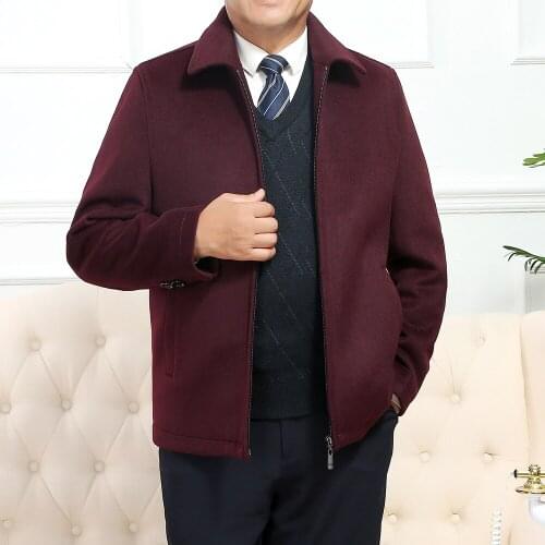 Brand Autumn Winter New Mens Wool Blends Coat Solid Color Business Casual Lapel Zipper Jacket Plus Size 3XL 4XL