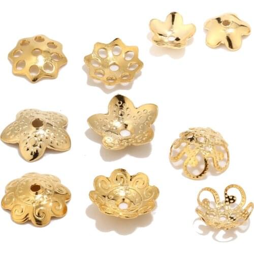 6mm/10mm Gold Stainless Steel Flower Charm Beads Caps Torus For Jewelry Making Accessories DIY Craft Necklaces Bracelet Findings