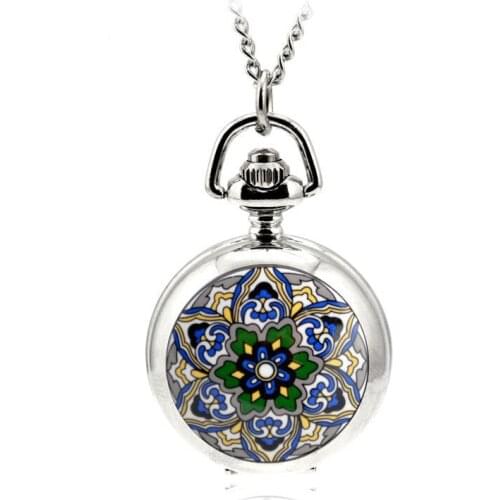 Modern Fashion Ceative Silver Quartz Pocket Fob Watch Necklace Pendant Relogio De Bolso Women Pendant Necklace Five-pointed Star