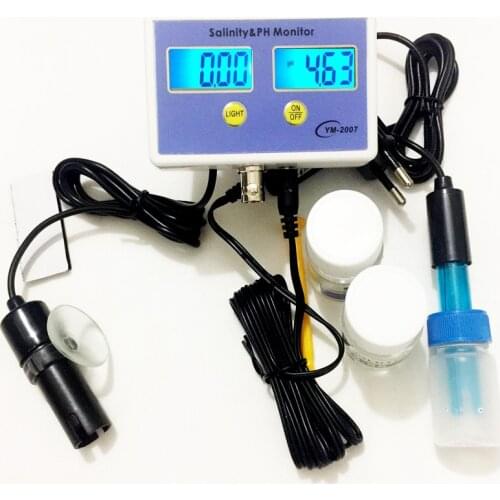 YM-2007 Water Quality Monitor range 0.0-99.9 PPT Tester Digital Salinity & PH Meter Salinity & PH Monitor for Aquarium