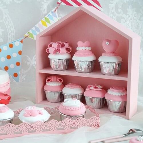 Msjo Wooden Cupcake Display Stand candy color House Snack Tray Wedding Birthday Party Decoration Cake Stand Pastry Dessert Rack