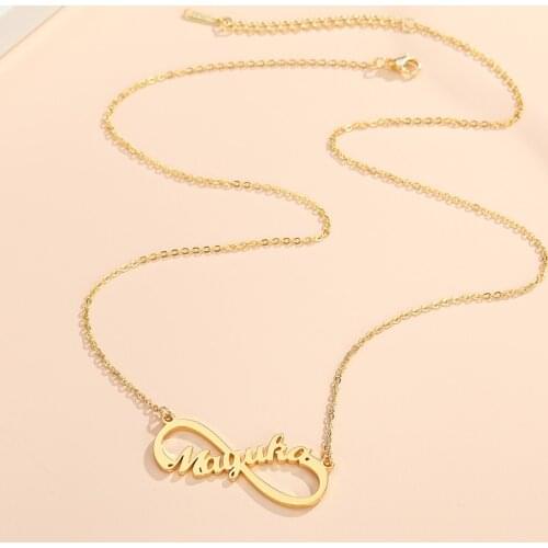 DODOAI Infinity Name Necklace Stainless Steel Gold Chain Personalized Name Necklaces Custom Jewelry Choker Necklaces for Women